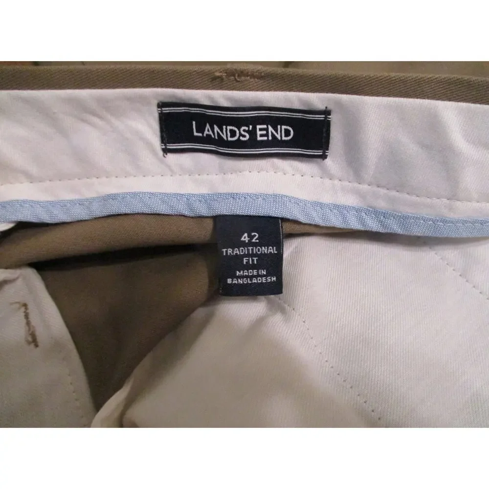 LANDS END MENS TRADITIONAL FIT CHINO PANTS BROWN SIZE 42
